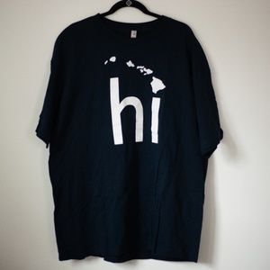 Unisex deep navy 100% cotton t shirt 2xl short sleeve Hawaii ‘hi’ on front